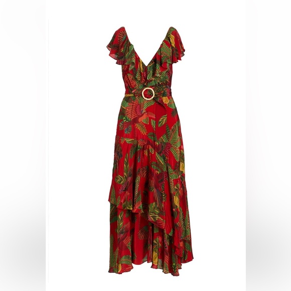 NWT Farm Rio Red Forest Birds Belted Midi Dress - XS & Small Available! - Picture 2 of 5